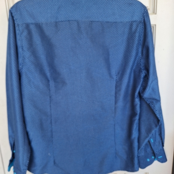 El General Shirt Cotton Navy Dotted Swiss SzXL Polyester Long Sleeve Collar/Cuff - Picture 10 of 13